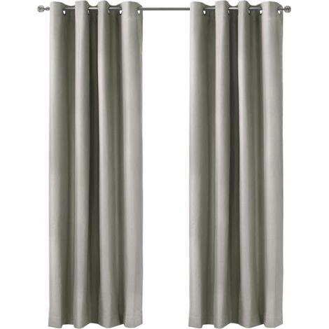 Juego de 2 cortinas opacas aislantes con ojales, para salón y dormitorio, 140x175 cm (gris claro) (1/5)