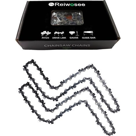 Chaîne de Scie à Chaînes 2 pièces 14 pouces Chaînes de Tronçonneuse Accessoires de Scie Universels, 3/8 lp, Espacement 050 (1,3 mm), 50dl, longueur 46cm, pour Bois et Scierie (1/5)
