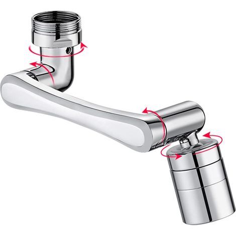 Aerateur pour Robinet 2 en 1 Filtre Anti-éclaboussures Universel, Robinet Rotatif à 1440° Salle de Bain, 2 Modes Réglable Rotation Robinet de Cuisine, Adaptateur de Bec de Robinet Economiseur D'eau (1/5)
