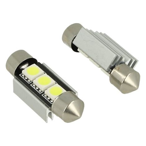 24V Lampada LED Siluro Canbus T11 C5W 36mm 3 SMD 5050 Giallo Arancione con Dissipatore Alluminio per Camion Bus Barca (1/3)