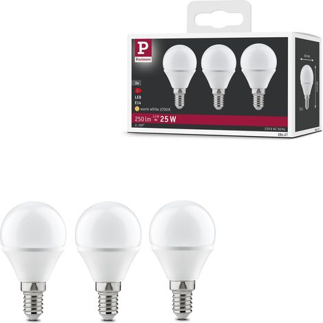 Pack de 3 LED Ampoule Sphérique, 3x3,5W, E14, 230V, 2700K (1/5)