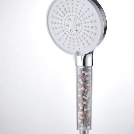 Duschkopf, wassersparender Duschkopf, großer Anti-Kalk-Duschkopf (130 mm Durchmesser), Hochdruck-Duschkopf mit 6 Strahlarten, Chrom (1/5)