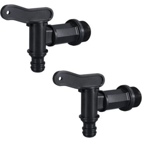 Robinet de réservoir en plastique Ulisem, adaptateur pour réservoir IBC, adaptateur pour tuyau d'arrosage, récupérateur d'eau de pluie, avec raccord, contre-écrou et connecteur de robinet, 3/4 po (lot (1/4)