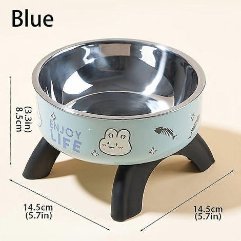 Comedero elevado de acero inoxidable para mascotas con estampado de animales de dibujos animados, diseño antideslizante y antiderrame para perros y gatos pequeños. (1/5)