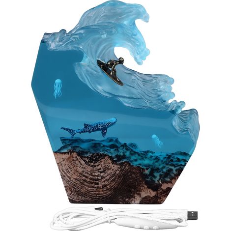 Bureau vague de mer décoration délicate résine lampe veilleuse pour chambre bureau anniversaire cadeau 5V