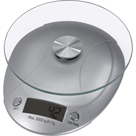 Balance de cuisine "Milla" (LCD, argent, 150 x 190 x 35,5 mm, 3,55 cm, CR2032) Argent/Transparent (1/3)