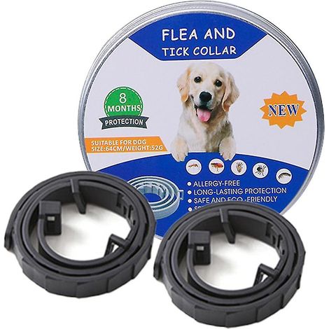 Collier antiparasitaire pour chien et chat, 2 pièces, anti-puces et anti-tiques, réglable, imperméable, protection durable