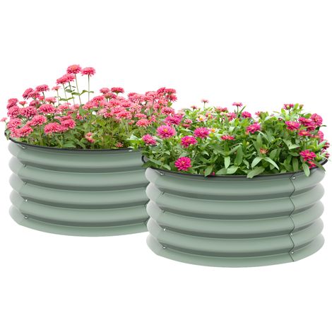 2-Pack Metal Raised Garden Bed Planters with Safety Edging-Easy Assembly Stock Tank for Home Gardening