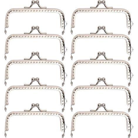 Lot de 10 fermoirs métalliques carrés 8,5 cm pour sacs, pochettes, bricolage et création d'accessoires (1/5)