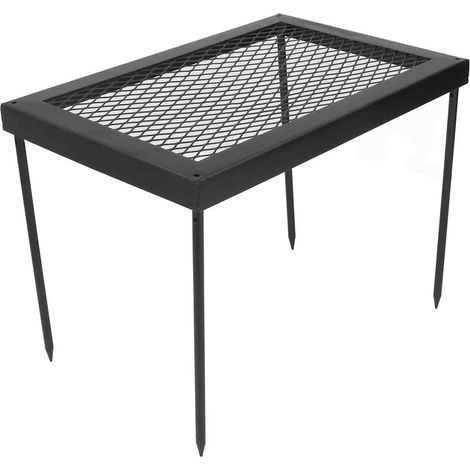 Table de barbecue extérieure en fer forgé, plaque de cuisson pliante quadruple pour camping et pique-nique, rangement pour ustensiles de cuisine (1/5)