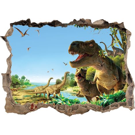 Stickers muraux décoratifs 3D « Paradis des dinosaures » pour chambre ou salon, motif dinosaures. (1/5)