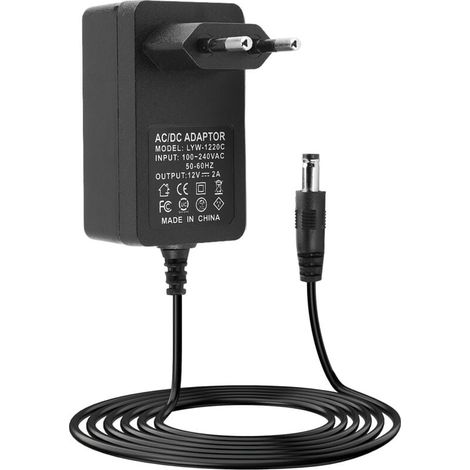 Adaptateur Secteur 12V 2A 24W Universel, Transformateur AC DC 12V 24W pour Haut-Parleurs, Bandes LED, Routeurs, Caméras CCTV et Autres Appareils Électroniques, Alimentation 12V 2A 5.5mm x 2.5mm (1/4)