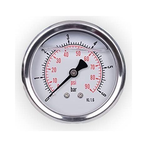 Manomètre à glycérine - 1 unité - Acier inoxydable IP65 - Lecture stable vibrations - Industrie et extérieur - 63 mm 0-6 bar (1/5)