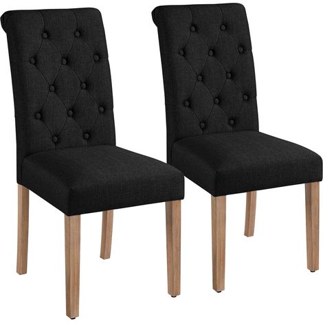 Yaheetech – Lot de 2 chaises de salle à manger en chêne et tissu – Confort optimal avec assise en mousse – Dimensions 45,5x62x98,5cm – Couleur noir