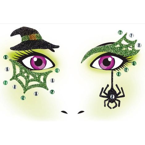 Pegatina art铆stica con cara de bruja