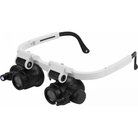 Lunettes Loupe avec 2 Lumières LED, Bijoutier Loupe à Montage sur Tête 8X 15X 23X Agrandir pour Réparation Lecture Bijoux Montres (1/5)