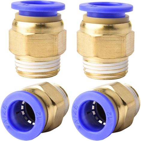 4 pièces 10 mm 1/2′′PT filetage extérieur droit Push to Connect Raccords de tube à emboîter pneumatique connecteur rapide PC PC12-3/8" (1/5)