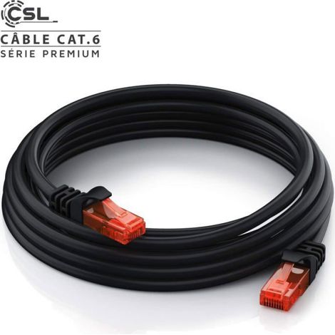 Câble réseau Cat6 5 m, connecteurs RJ45, blindé UTP/PIMF, LAN Gigabit 250 MHz, couleur noir, pour connexions internet et réseau domestique ou professionnel (1/5)