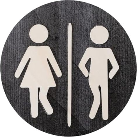 Charmant panneau de toilette en bois - Décoration murale pour salle de bain de ferme - Esthétique (noir) (1/5)