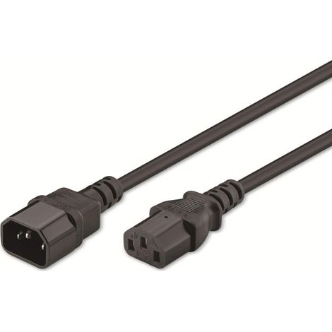 Kaltgeräte Verlängerungskabel, 3,5 m, Schwarz, (31 mm²), Gerätestecker C14 (Kaltgeräteanschluss) Gerätebuchse C13 (Kaltgeräteanschluss). Kabellänge 3.5 m (1/2)