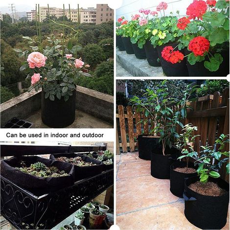 [Pot de culture aéré] [Sacs à plantes] Sacs de croissance végétale 10 gallons 28x40cm en feutre noir - Lot de 1 (1/5)