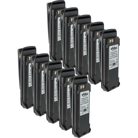 vhbw 10x Akku kompatibel mit Vertex VXD720 Funkgerät, Walkie Talkie (1800 mAh, 7,4 V, Li-Ion) + Gürtelclip