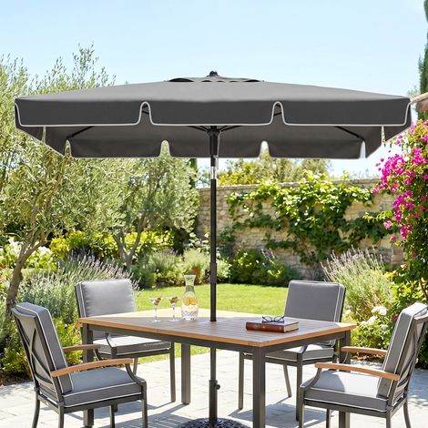 Sombrilla de Terraza de Aluminio 2x1,3x2,5 m Parasol de Jardín Rectangular con Función de Inclinación Gris (1/5)