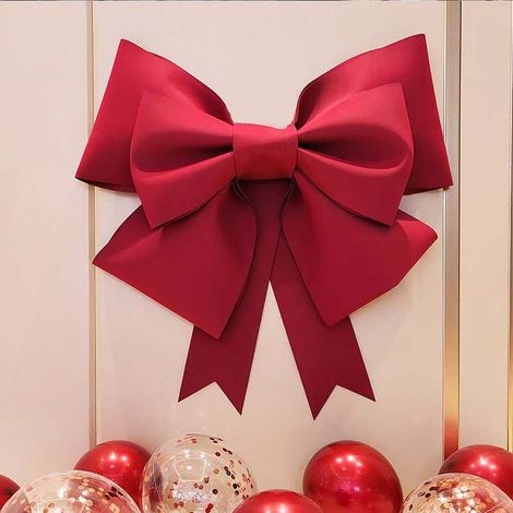 2 pcs Matériau DIY Grand Nœud Rouge Vin pour Sapin Noël Mariage, Déco Extérieure Festive – Porte Maison Photo Prop, Nœud Décoratif Durable (1/5)