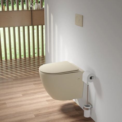 Cuvette WC suspendue en céramique kaki mat avec siège à fermeture douce Europa Small (1/4)