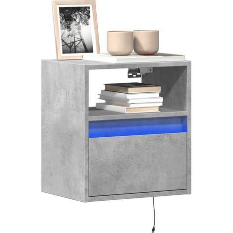 TV-Wandschränke LED-Beleuchtung 2 Stk. Betongrau 41x31x45 cm