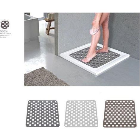 Pedana Doccia Antiscivolo 50 x 50 cm Quadrata 650 gr Tappeto Bagno Feridras - Tonalità: Grigio (1/4)