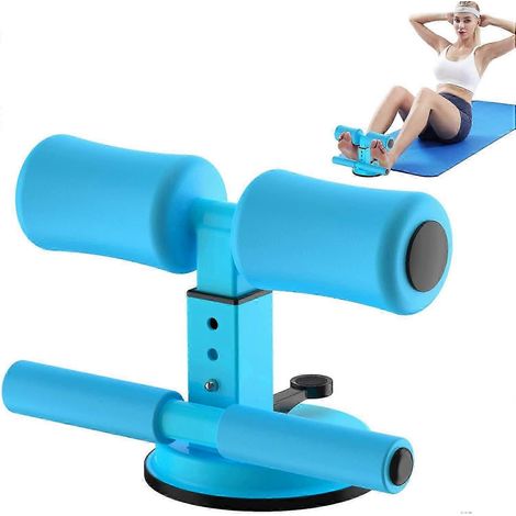 Barre d'abdominaux pour exercices abdominaux - Hauteur réglable appareil de fitness portable avec ventouse - Bleu (1/5)