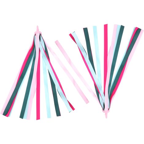 2 rubans décoratifs en tissu coloré avec pompons pour guidon de trottinette ou de vélo (garçons et filles) (1/5)