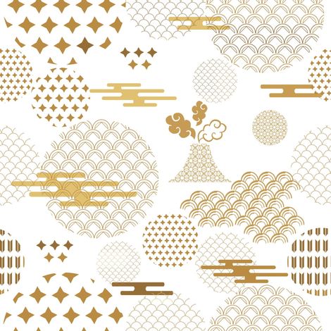 Tela decorativa para exteriores tipo oxford - estampado dorado sobre fondo blanco I DR173 (1/5)