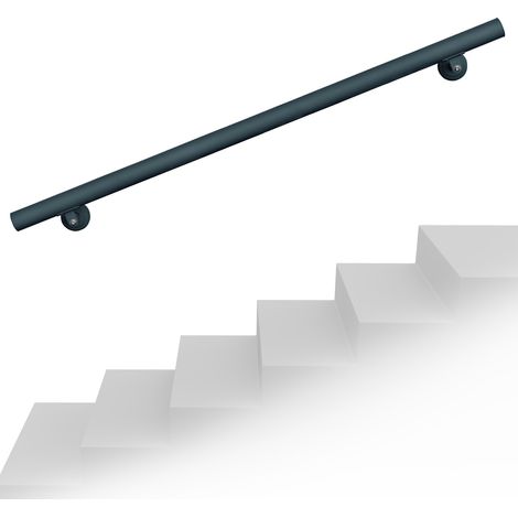 Xpotool – Main courante escalier 100cm noire acier revêtement par poudre – Support mural robuste – Installation rapide – Pour usage résidentiel et commercial