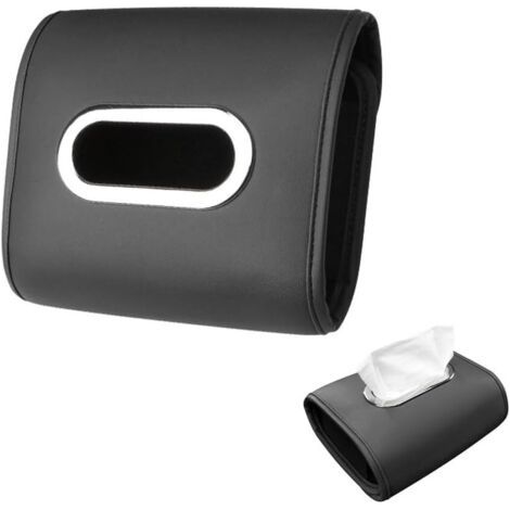 QORVA-Boîte à Mouchoirs Automobile Élégante Rangement Voiture Accessoire Intérieur Support Papier Pratique Organisateur Véhicule Cuir Synthétique