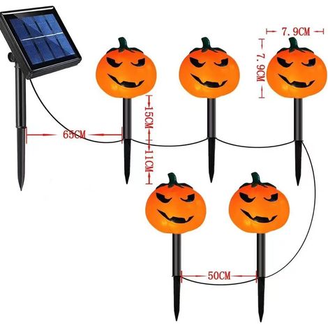 Lampe solaire de sol citrouille souriante d'Halloween – Éclairage paysager pour allée de jardin. (1/3)