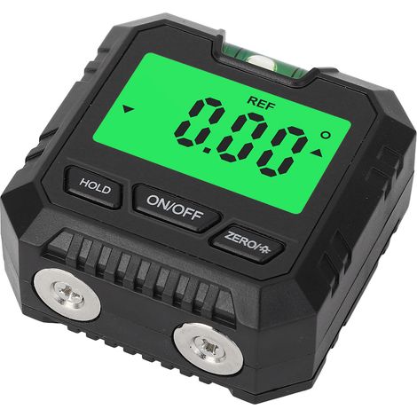 Decdeal Boîte à niveau numérique LCD rétroéclairée - Base magnétique 4x90° - Mini rapporteur pour automobile et moto (Noir) (1/5)