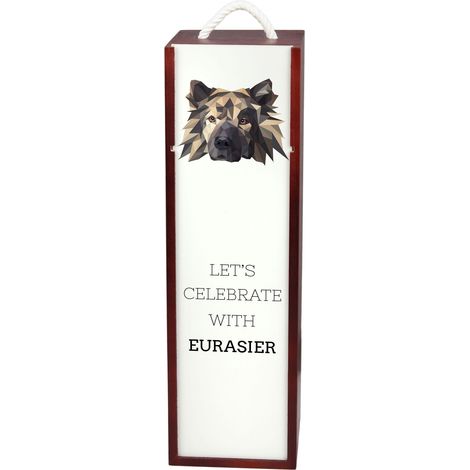 Eurasier, Eurasian - Caja geométrica con foto e inscripción para vino de Art-Dog (1/5)
