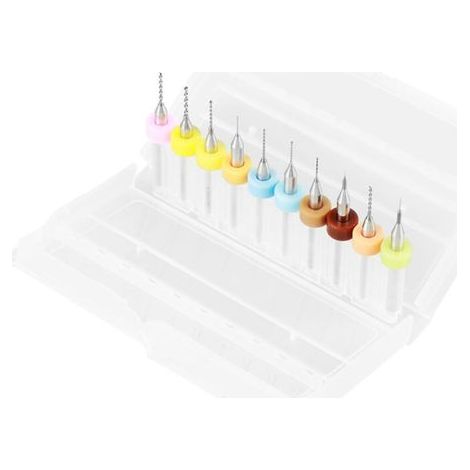 Microforets pour PCB – Lot de 10 mèches carbure haute précision, diamètres 0,1 à 1,0 mm, idéales perçage électronique (1/5)