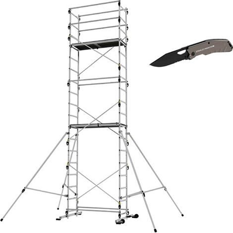 Echafaudage domestique - Hauteur travail 6,65m + Couteau de poche - TEKUP/REH-COUTEAU