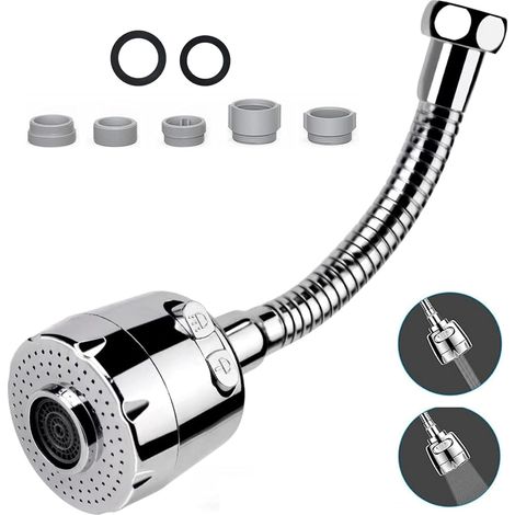 Rallonge Robinet avec 2 Modes 25cm,Flexible Embout Robinet Cuisine,Brise Jet RobinetCuisine à 360° degrés,Rallonge Robinet de Cuisine,Aérateur Robinet (25 cm, 2 modes) (1/5)