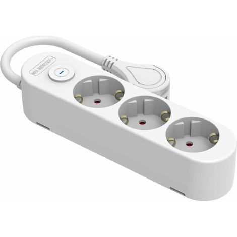 Base électrique multiprise 3 Prises avec Interrupteur câble 1,5 m IP20 Blanc