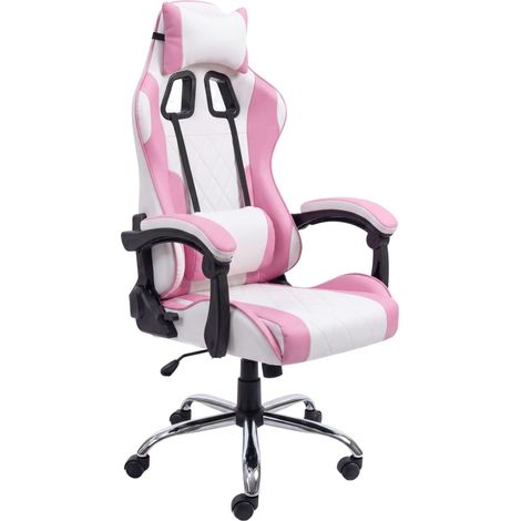 Silla Gaming Ergonómica Reclinable con Cojín Lumbar Legend Rosa y Blanco (1/5)