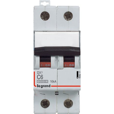 Disjoncteur DX³ 1000kA 16kA arriv haute / départ bas à Vis 6A courbe C 2 modules