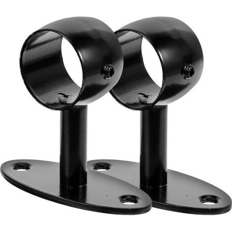2 Pièces Support de main courante, Fixations murales, Tige de support, Ø 33 mm, Noir, Pour escalier (1/4)