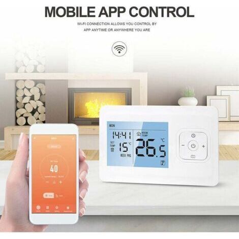 WLAN-Smart-Thermostat – Kabellos programmierbar – Mit RF-Empfänger – Wand- oder Tischmontage – App-gesteuert – Sprachsteuerung
