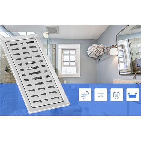 Shower Channel 20 cm Rectangular Stainless Steel Floor Trap Removable Anti-Hair Odour Filter for Bathroom and Kitchen (1/4)