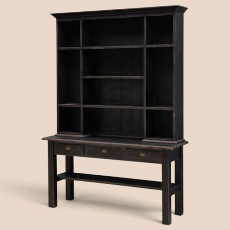 Vaisselier 3 tiroirs Botti Bois de Manguier Noir 221x158x47cm (1/5)
