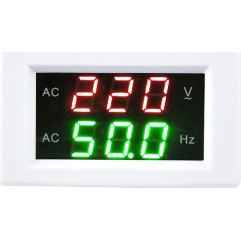 Digitales Wechselstrom-Voltmeter mit Dual-LED-Anzeige und Frequenzmessung (Weiß) (1/5)